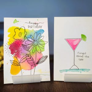 Unique, hand-painted, watercolor BIRTHDAY cards