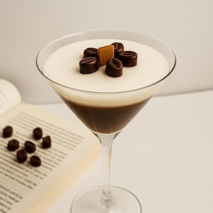 Espresso Martini Candle | Coffee Gel Wax Candle in Cocktail Glass | Realistic Drink Candle | Handmade Gift for Coffee Lovers | Bar Cart Deco
