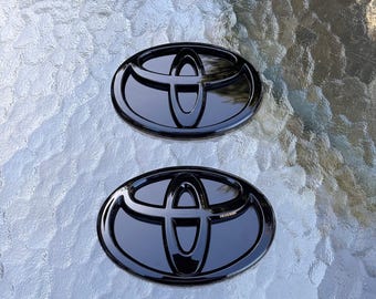 Toyota Supra Emblem Blackout Badge w/Gloss Black Plating Set (Front & Rear Logos Only)