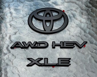 For Toyota GRAND HIGHLANDER XLE Emblem Blackout Overlay Badge Set (for: 2024, 2025, 2026)