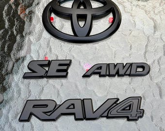 For TOYOTA RAV4 SE AWD Matte Blackout Emblem Overlay (2019 - 2025)