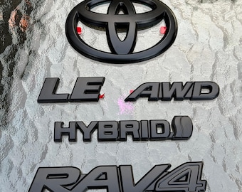 For TOYOTA RAV4 LE Hybrid AWD Matte Blackout Emblem Overlay (2019 - 2025)
