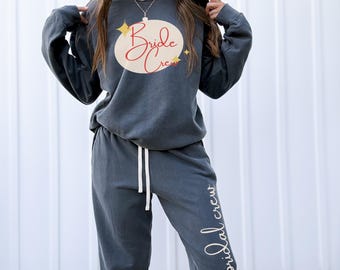 The Bride Crew Sweatshirt | Retro Design, Bridal Party, Unisex Crewneck, Matching Sweatpants, Wedding Sweatshirt, Lounge Wear