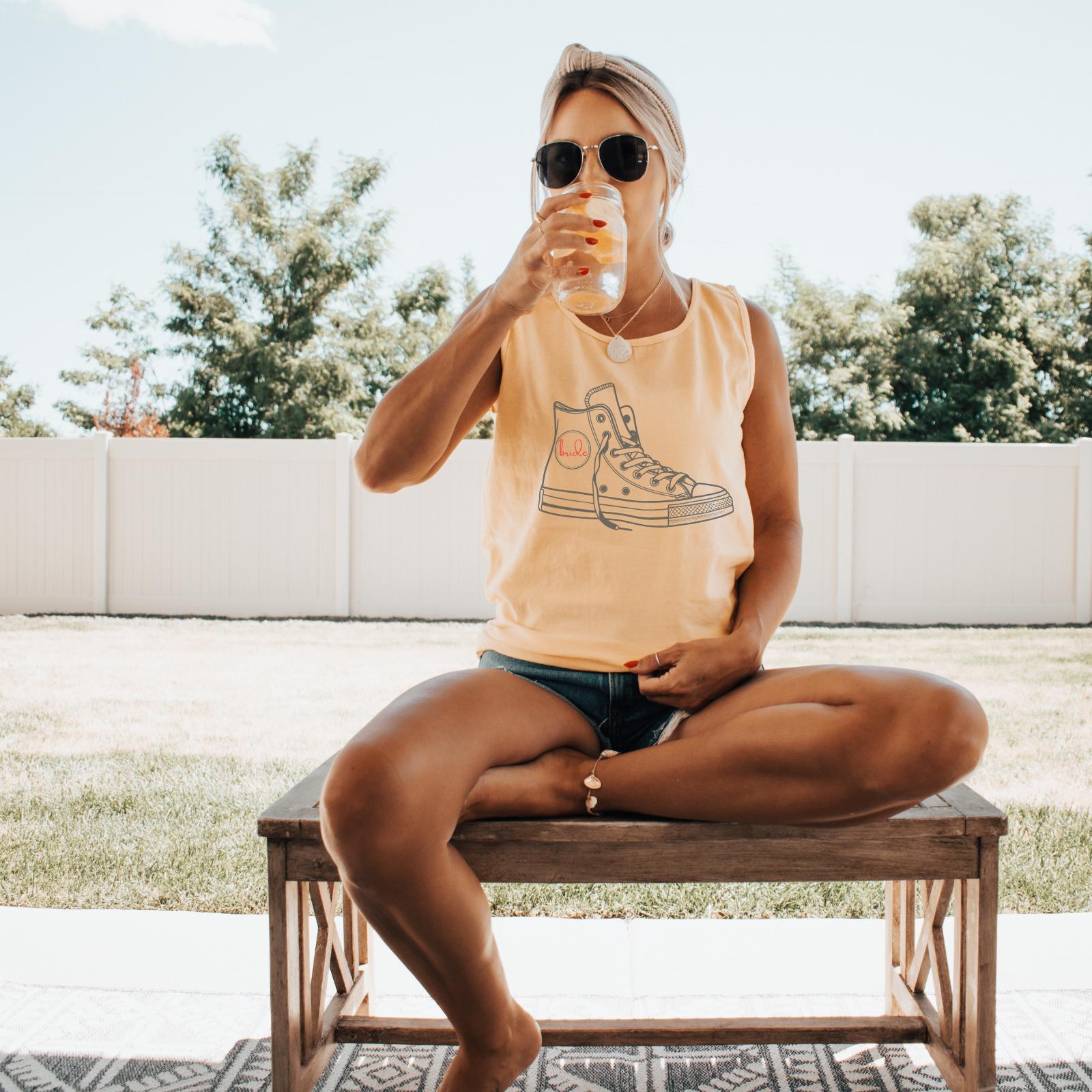 Cool Bride Tank Top | Converse Sneaker, Graphic tee, Tank top, Sleeveless, Bride to be, Wedding, Unisex, Muscle Tank