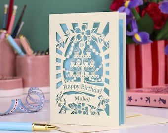 Personalised 18th Birthday Card | Laser Cut Handmade Cards UK | Cupcake Stand