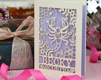 Personalised Scorpio Birthday Card | Laser Cut
