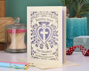 Daughter First Holy Communion Card - Sacred Heart Design