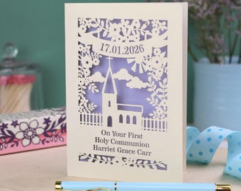 First Holy Communion Card - Papercut Personalised Church Card