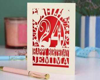 Cartão de aniversário personalizado | Corte a laser para qualquer idade