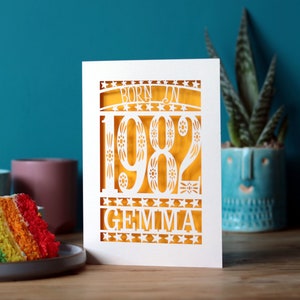 Personalised Papercut Born In 1982 Birthday Card