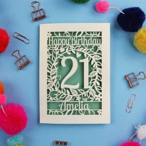 21. Geburtstagskarte - Personalisiertes Laser Cut Design - 21. Geburtstag-Ideen