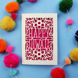 Carte Happy Diwali - Floral Papercut Carte Happy Diwali - Fleurs de Diwali