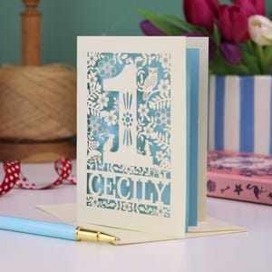 Personalised 1st Birthday Card | Laser Cut Woodland Design