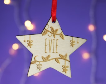 Personalised Star Christmas Decoration, Christmas Tree Decoration