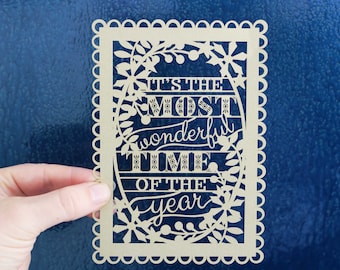 It's the Most Wonderful Time of the Year Papercut Christmas Postcard