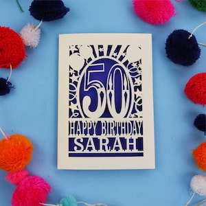 Personalisierte 50.Geburtstagskarte - Benutzerdefiniertes alles Gute zum Geburtstag Laser Cut Design