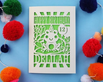 Personalised Laser Cut Frog Birthday Card