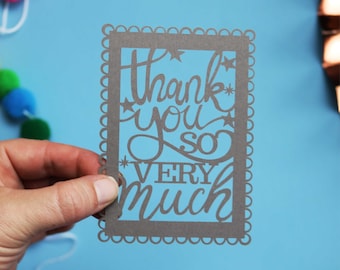 Tiny Thank You So Much Papercut Postcard Set of 10