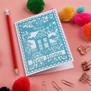 Happy New Home Printed Teal Card A6