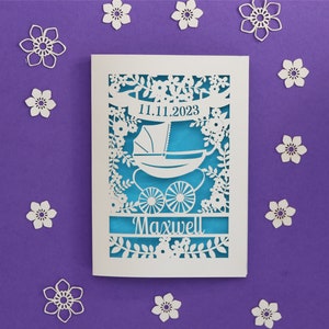 Carte personnalisée landau vintage Papercut