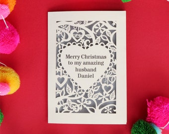 Personalised 'Merry Christmas To My Amazing…' Card, Papercut Xmas Card, Husband, Wife, Girlfriend, Boyfriend, Fiance, sku_tomyamazing