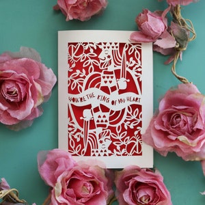 Carte Le roi de mon coeur découpée au laser, carte d'anniversaire ou de Saint-Valentin