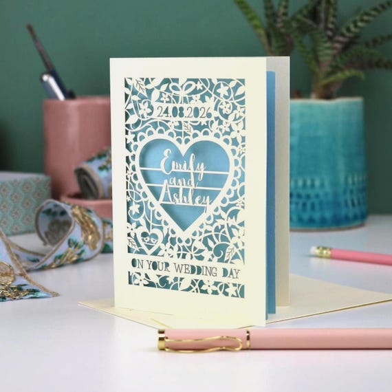 Personalised Papercut On Your Wedding Day Card | Laser Cut Handmade Cards UK