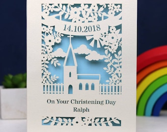 Personalised Papercut Floral Christening Card, sku_floral_christening