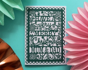 Mum/Mam/Mom And Dad Printed A6 Christmas Card, Mam and Dad, Mom And Dad Xmas Card, Parents, sku_WP206