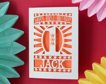 Carte de premier anniversaire étoilée personnalisée Papercut