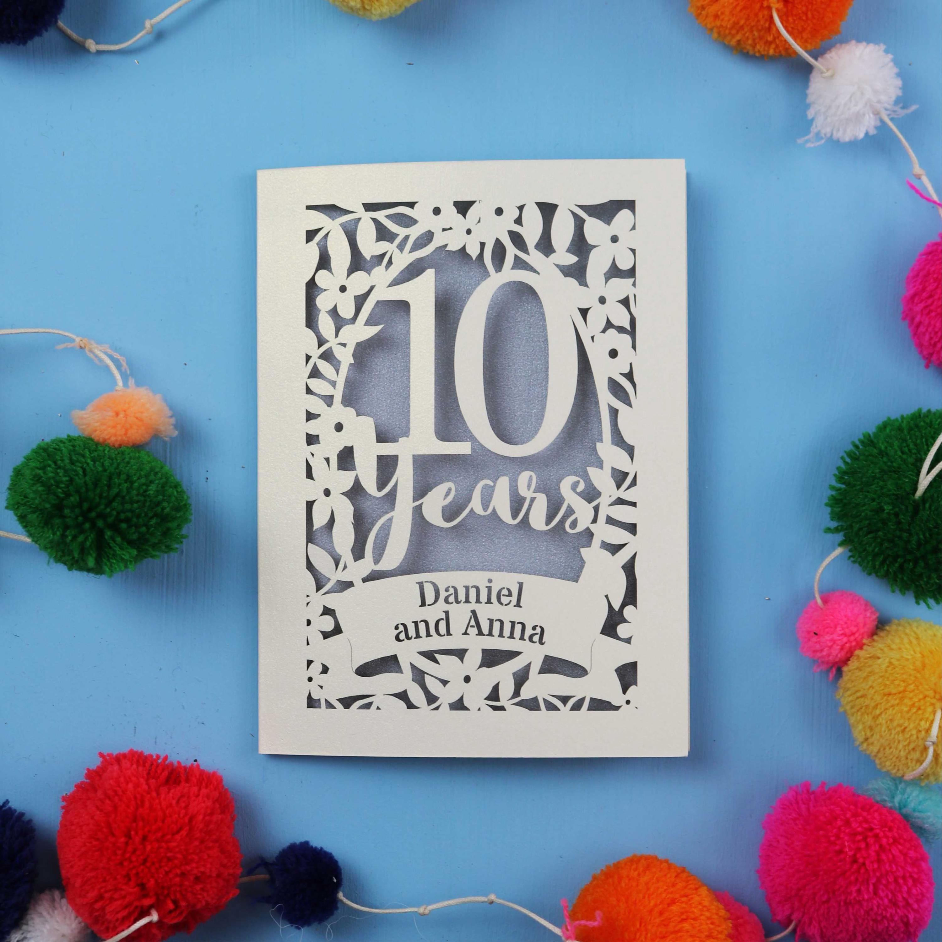 Personalised 10th Anniversary Card for Husband, Wife or Couple, Paper ...