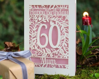 60th Birthday Card | Personalised Laser Cut Flower Design