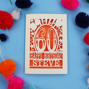 Personalisierte 60.Geburtstagskarte - Benutzerdefiniertes alles Gute zum Geburtstag Laser Cut Design