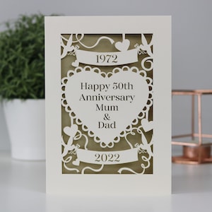 Golden Wedding Anniversary Papercut Card, 50th Anniversary Personalised Card, sku_anniversary50years image 6