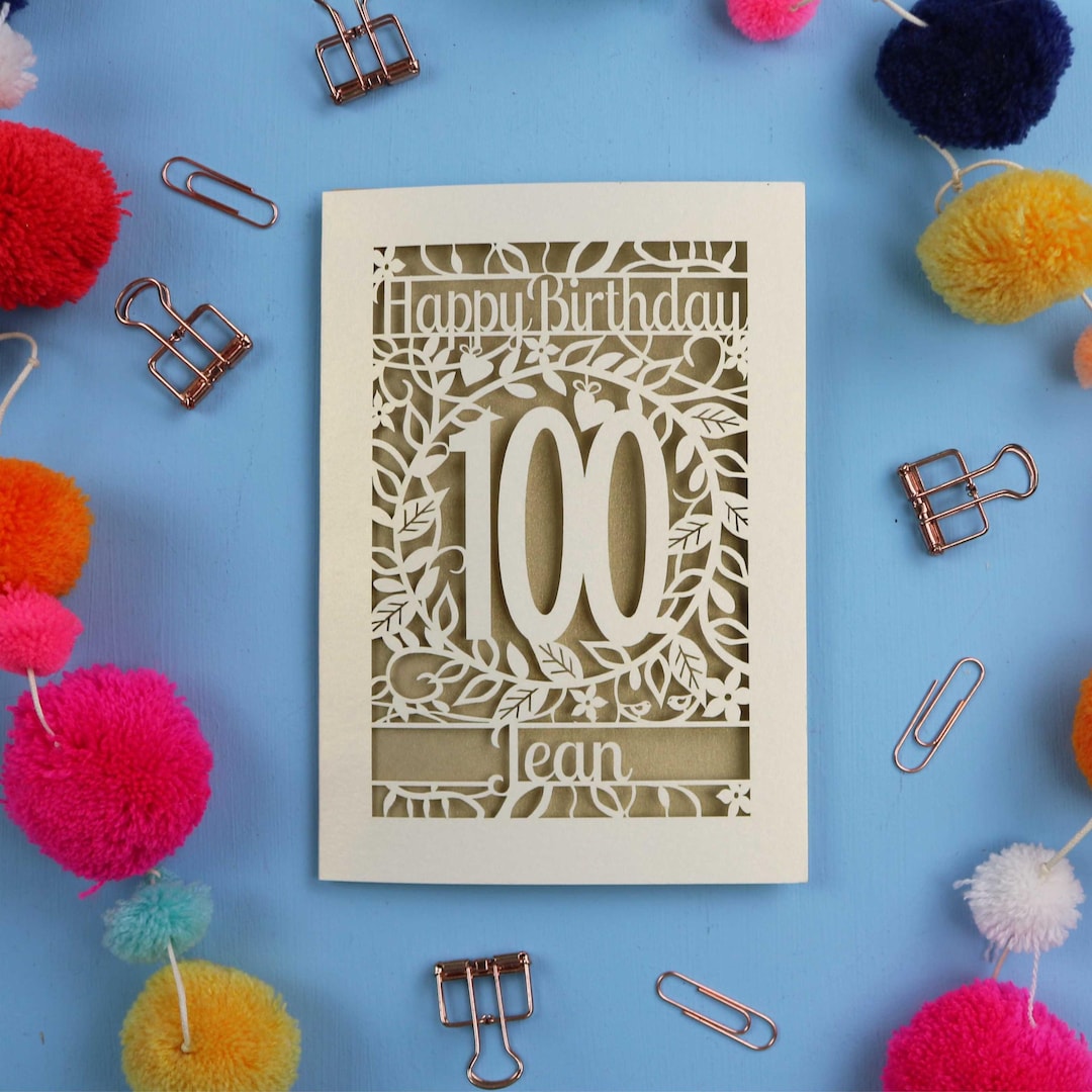 Personalised 100th Birthday Card – Papercut Custom Laser Cut Design - Etsy