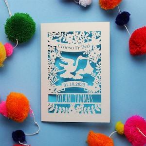 Baby Baby personalisiert Papercut Baby Karte, Croeso i'r Byd Karte