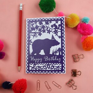 Alles Gute zum Geburtstag Bär gedruckte Karte, Kindergeburtstagskarte