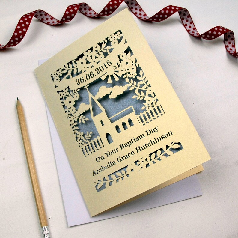 Personalised Papercut Floral Baptism Church Laser Cut Card Etsy