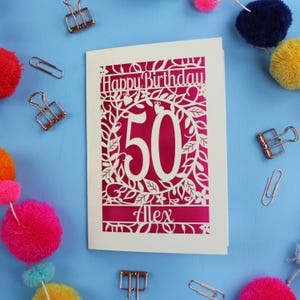 Carte pour 50e anniversaire – Design personnalisé découpé au laser – Idées pour 50e anniversaire