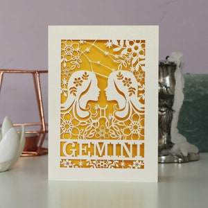 Gemini Papercut Geburtstagskarte