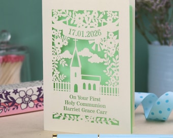 First Holy Communion Card - Papercut Personalised Church Card