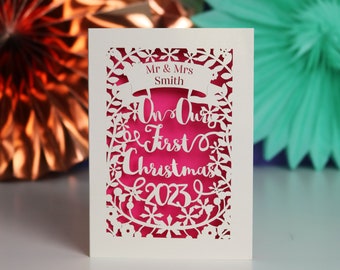 Personalised 'Our First Christmas' Papercut Card, sku_ourfirstxmas