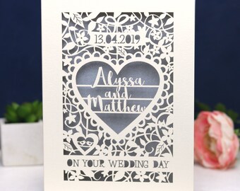 Personalised Papercut On Your Wedding Day Card, Laser Cut Wedding Card, Paper Cut Card for Weddings, sku_On_Your_Wedding_Day