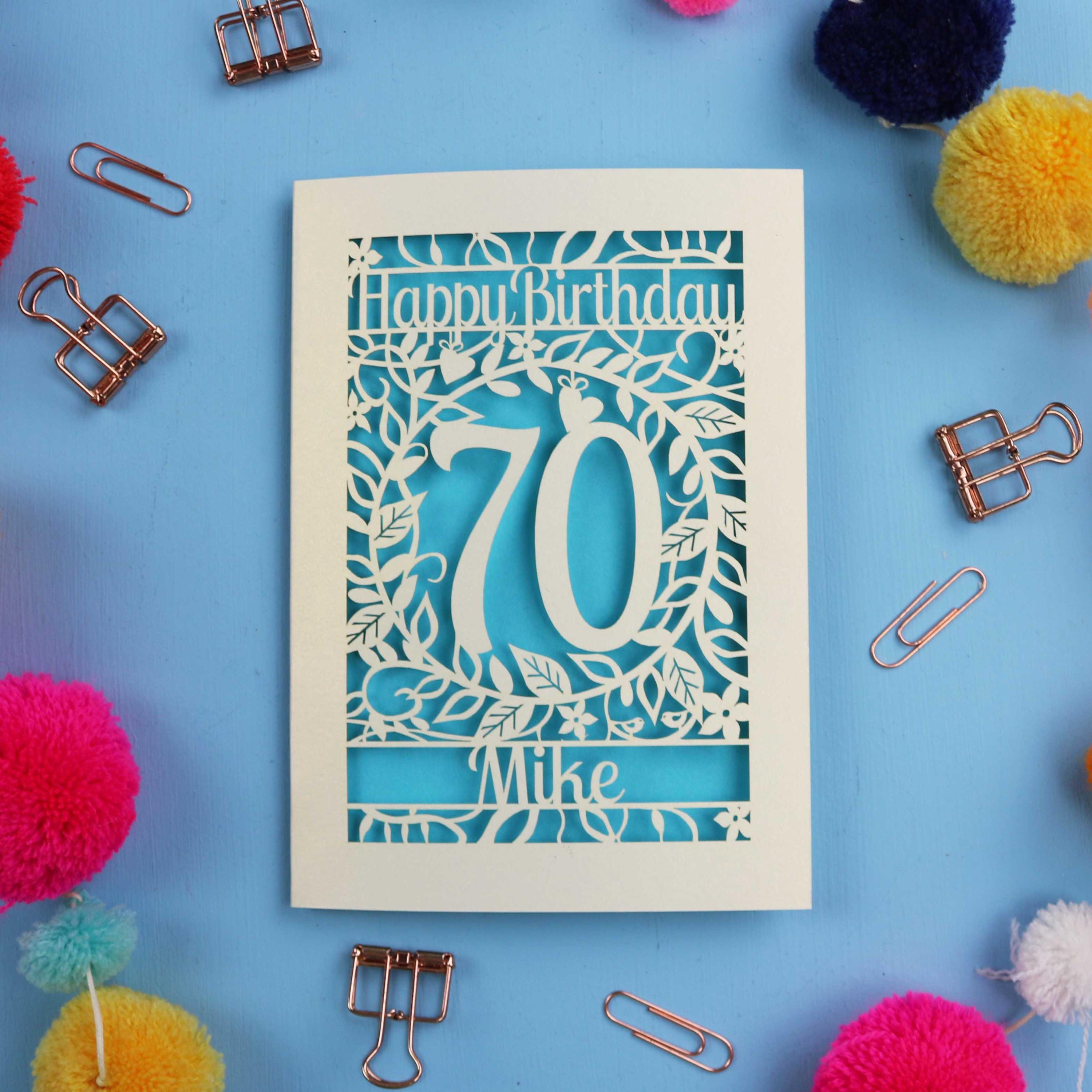 Personalised 70th Birthday Card – Laser Cut Design – 70th Birthday ...