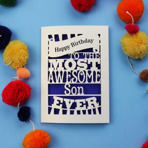 Carte d'anniversaire fils - carte d'anniversaire découpée au laser pour fils génial
