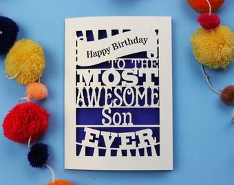 Son Birthday Card - Laser Cut birthday Card For Awesome Son