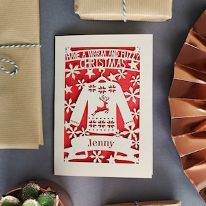 Personalisierte Papierschnitt Weihnachtskarte, Laser geschnittene Weihnachtskarten