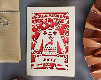 Personalised Papercut Christmas Jumper Card, Laser Cut Xmas Cards, sku_fuzzyxmas