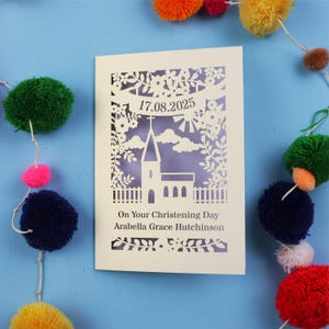 Personalised Papercut Floral Christening Card, Keepsake Christening Cards For Godson Or Goddaughter