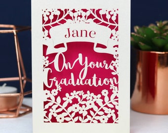 Personalised Papercut Graduation Card, On Your Graduation Congratulations Laser Cut Card, sku_graduation